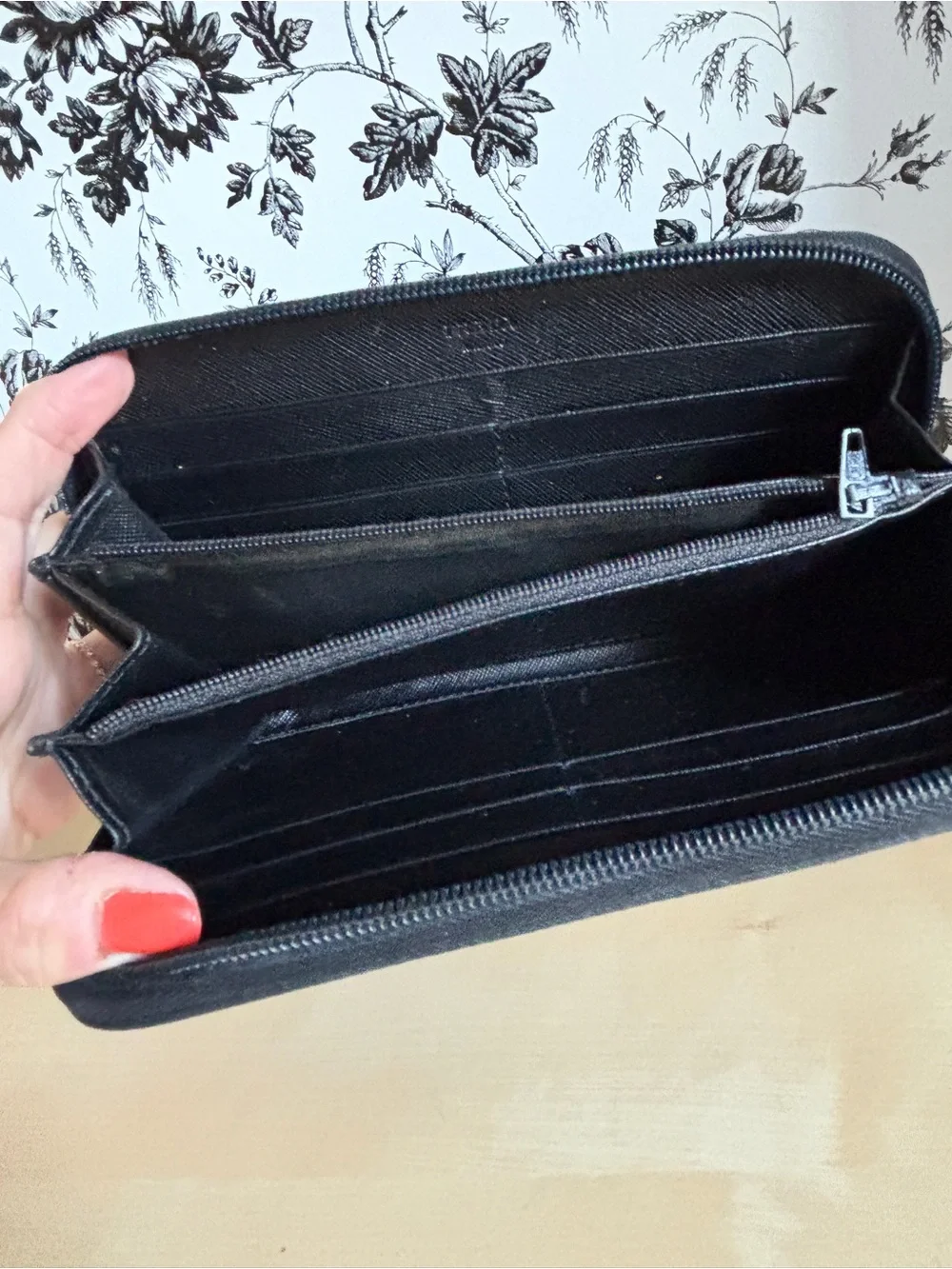 Designer Inspired Black Zip-Around Wallet